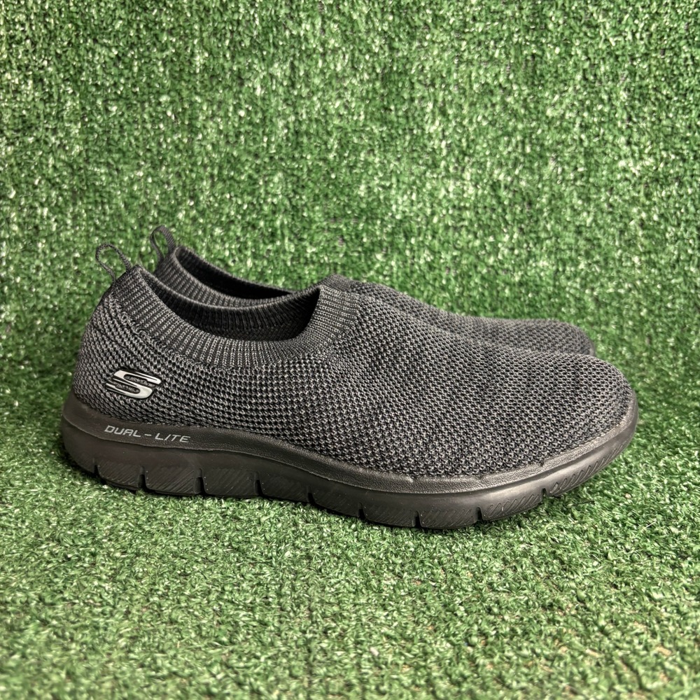 Skechers Dual Lite Memory Foam‎ Slip On Athletic Walking Sneakers Black Womens 7